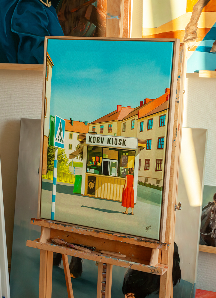 Korv Kiosk - Framed Canvas Print